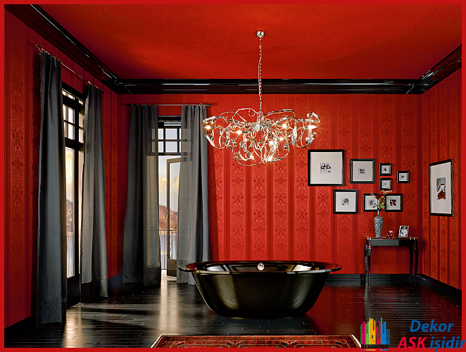 En Güzel Siyah Kırmızı Banyo Dekorasyonları