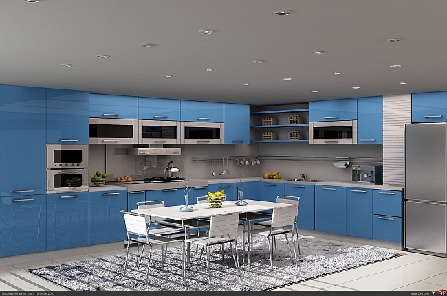 Mavi renkli mutfak dekorasyon örneğimiz