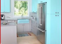 Açık mavi krem mutfak dekorasyonu