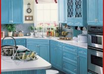 Mavi mutfak dekorasyonuna örnek