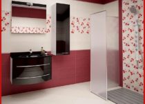 banyo dekorasyonu yer ve duvar karolarında kırmızı fayans örnekleri