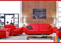 çok güzel kırmızı koltuk takımı tasarımları ile dekorasyon örnekleri