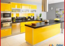 sarı renkli mutfak dolapları ile modern mutfak dekorasyonları