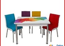 tekzen renkli mutfak masa ve sandalye takımları ile mutfak dekorasyonu